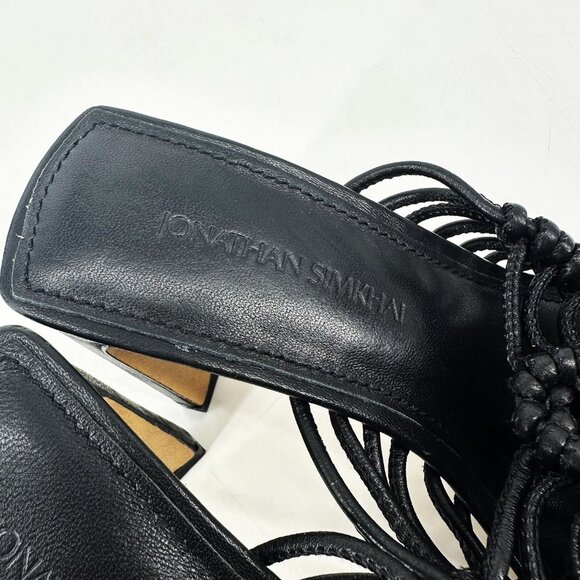 NWOB Jonathan Simkhai Audra Macrame Heeled Square Toe Sandals Black 37 US 7 - Picture 8 of 11